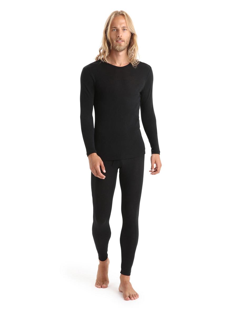 Black Men's Icebreaker Merino 175 Everyday Thermal With Fly Leggings | USA 1136BEXC